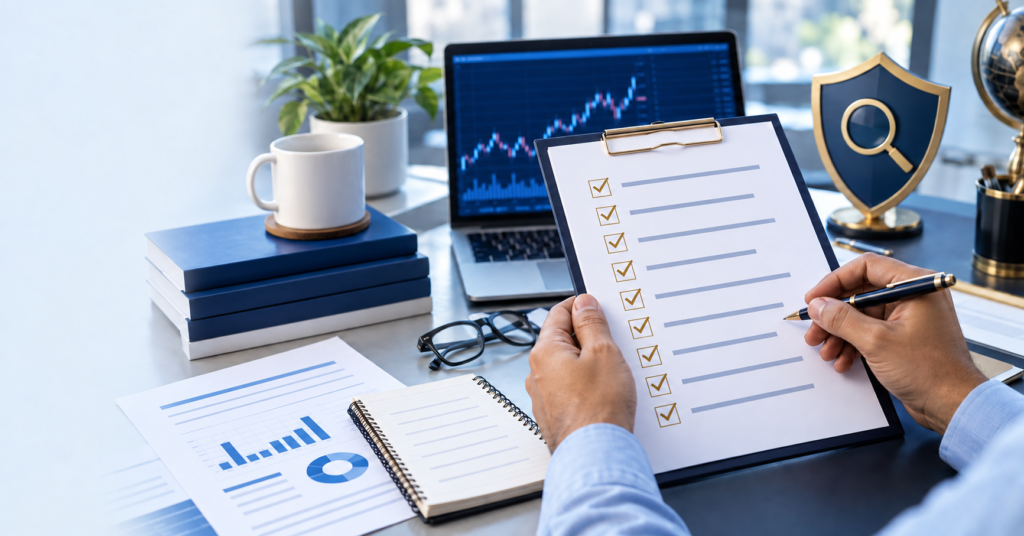 Investor reviewing a due-diligence checklist before choosing a SEBI-registered Research Analyst